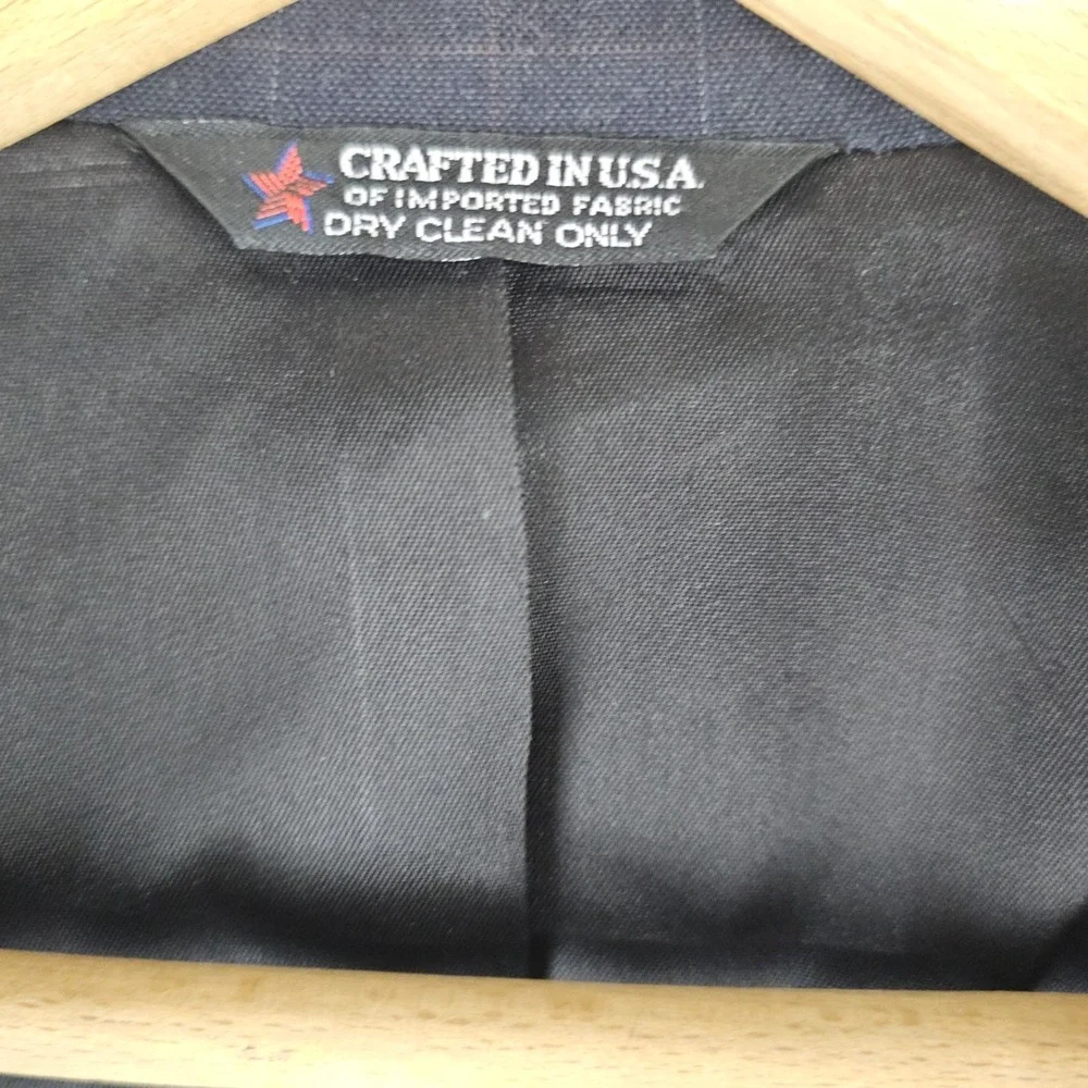 Vintage Hardwick Clothes Windowpane Navy Blazer Sport Coat Mens 44 R Made In USA